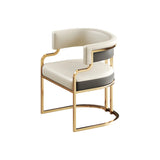 Glam Open Back Faux Leather Upholstered Arm Chair Image - 9