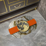Glam Oval Rubber Round Pattern Anti-Slip Area Rug Image - 1