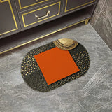 Glam Oval Rubber Round Pattern Anti-Slip Area Rug Image - 2