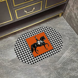 Glam Oval Rubber Round Pattern Anti-Slip Area Rug Image - 5