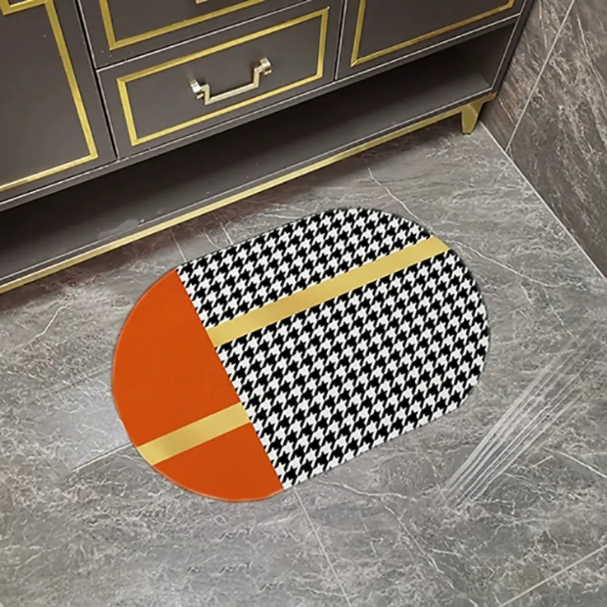 Glam Oval Rubber Round Pattern Anti-Slip Area Rug Image - 9