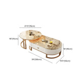 Glam Oval Stone Top Storage Nesting Coffee Table Image - 30