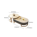 Glam Oval Stone Top Storage Nesting Coffee Table Image - 32
