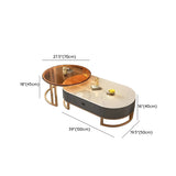 Glam Oval Stone Top Storage Nesting Coffee Table Image - 33