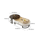 Glam Oval Stone Top Storage Nesting Coffee Table Image - 34
