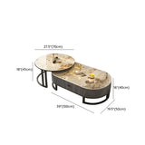 Glam Oval Stone Top Storage Nesting Coffee Table Image - 36