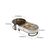 Glam Oval Stone Top Storage Nesting Coffee Table Image - 38