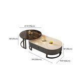 Glam Oval Stone Top Storage Nesting Coffee Table Image - 39