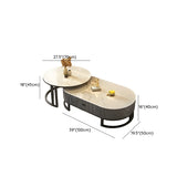 Glam Oval Stone Top Storage Nesting Coffee Table Image - 40