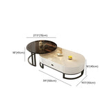 Glam Oval Stone Top Storage Nesting Coffee Table Image - 42