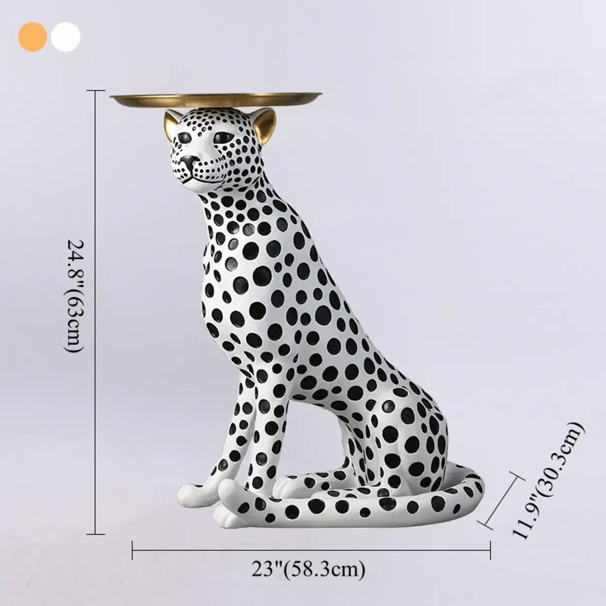 Glam Panther Sculpture Resin Gold Decorative Side Table 