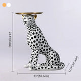 Glam Panther Sculpture Resin Gold Decorative Side Table #size