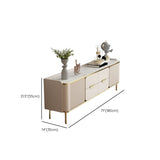 Glam Rectangle Stone TV Stand with Drawers Shelves Image - 16