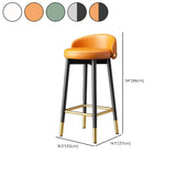 Glam Round Leather Bar Stool With Low Back and Footrest Image - 21