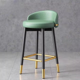 Glam Round Leather Bar Stool With Low Back and Footrest Image - 6