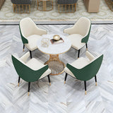 Glam Round Scratch Resistant Faux Marble Gold Dining Table Image - 1