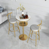 Glam Small Marble Metal Bar Table with Shelf Image - 3