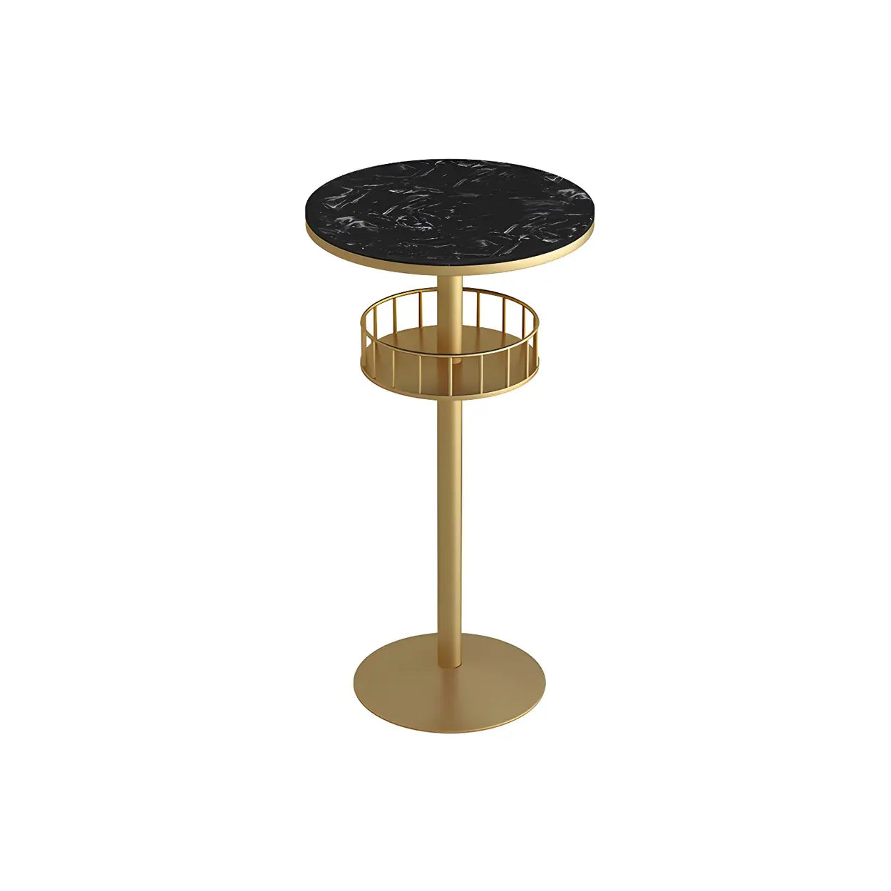Glam Small Marble Metal Bar Table with Shelf Image - 4