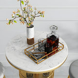 Glam Small Marble Metal Bar Table with Shelf Image - 5