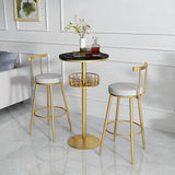 Glam Small Marble Metal Bar Table with Shelf Image - 7