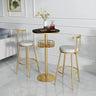 Glam Small Marble Metal Bar Table with Shelf Image - 7