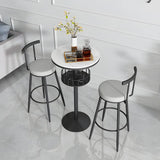 Glam Small Marble Metal Bar Table with Shelf Image - 8