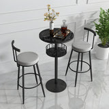 Glam Small Marble Metal Bar Table with Shelf Image - 9