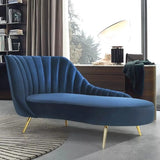 Glam Solid Beige Fabric Wooden Frame Left-Arm Chaise Image - 11