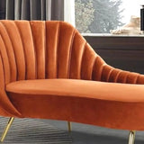 Glam Solid Beige Fabric Wooden Frame Left-Arm Chaise Image - 13