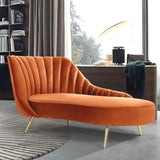 Glam Solid Beige Fabric Wooden Frame Left-Arm Chaise Image - 14