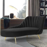 Glam Solid Beige Fabric Wooden Frame Left-Arm Chaise Image - 18