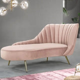 Glam Solid Beige Fabric Wooden Frame Left-Arm Chaise Image - 2