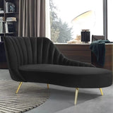 Glam Solid Beige Fabric Wooden Frame Left-Arm Chaise Image - 20
