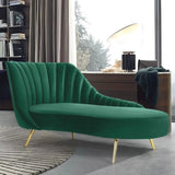 Glam Solid Beige Fabric Wooden Frame Left-Arm Chaise Image - 22