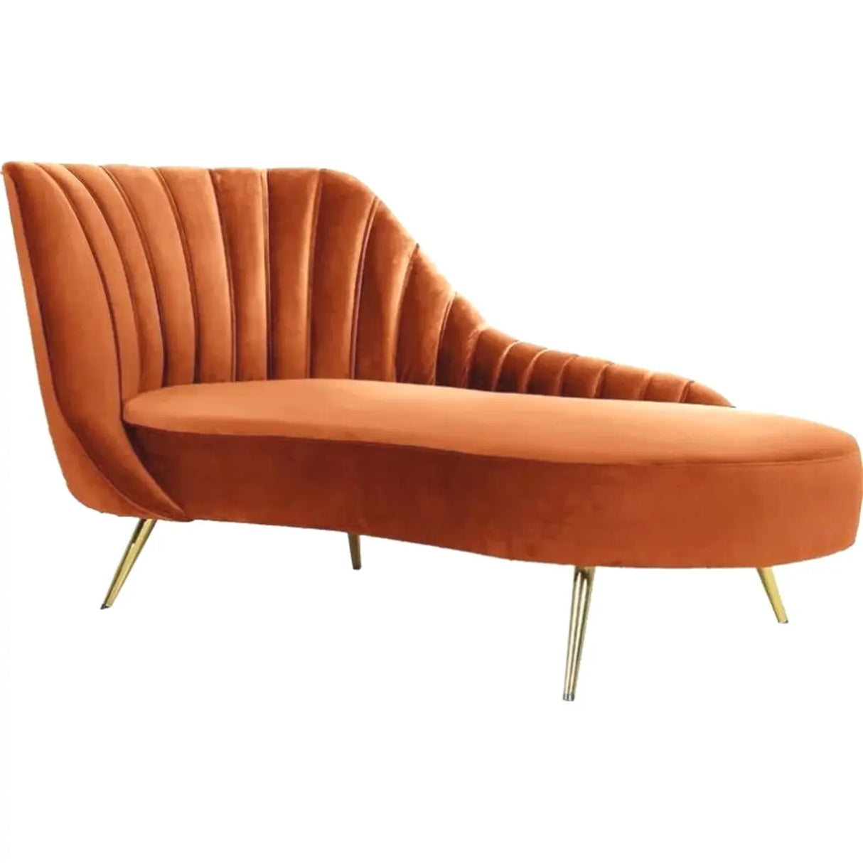 Glam Solid Beige Fabric Wooden Frame Left-Arm Chaise Image - 5