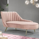 Glam Solid Beige Fabric Wooden Frame Left-Arm Chaise Image - 6