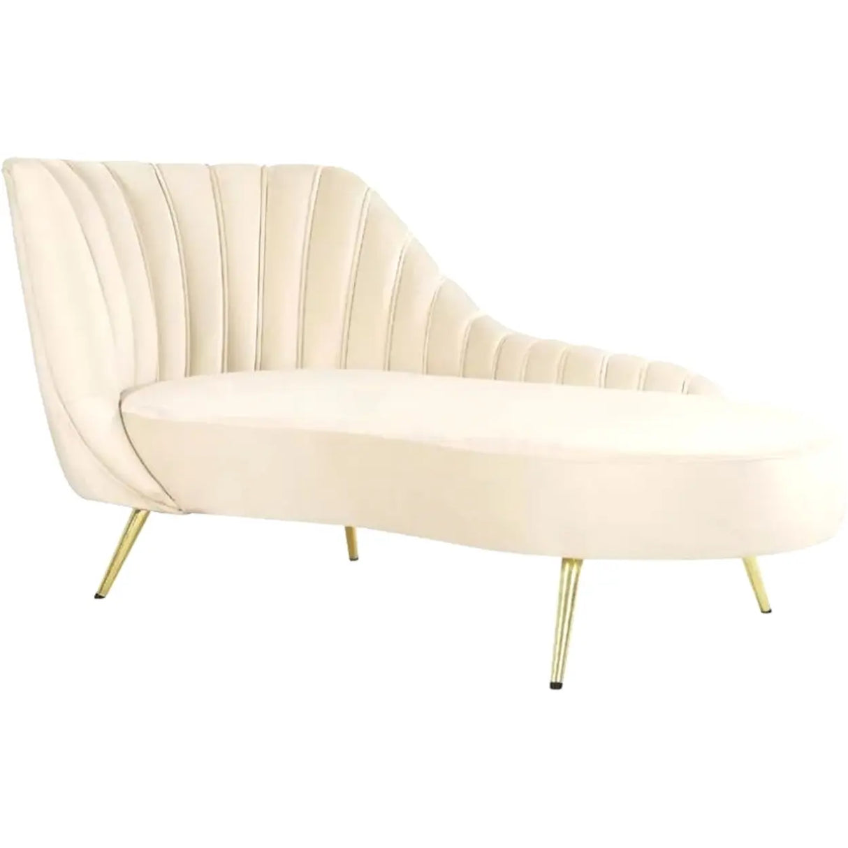 Glam Solid Beige Fabric Wooden Frame Left-Arm Chaise Image - 7