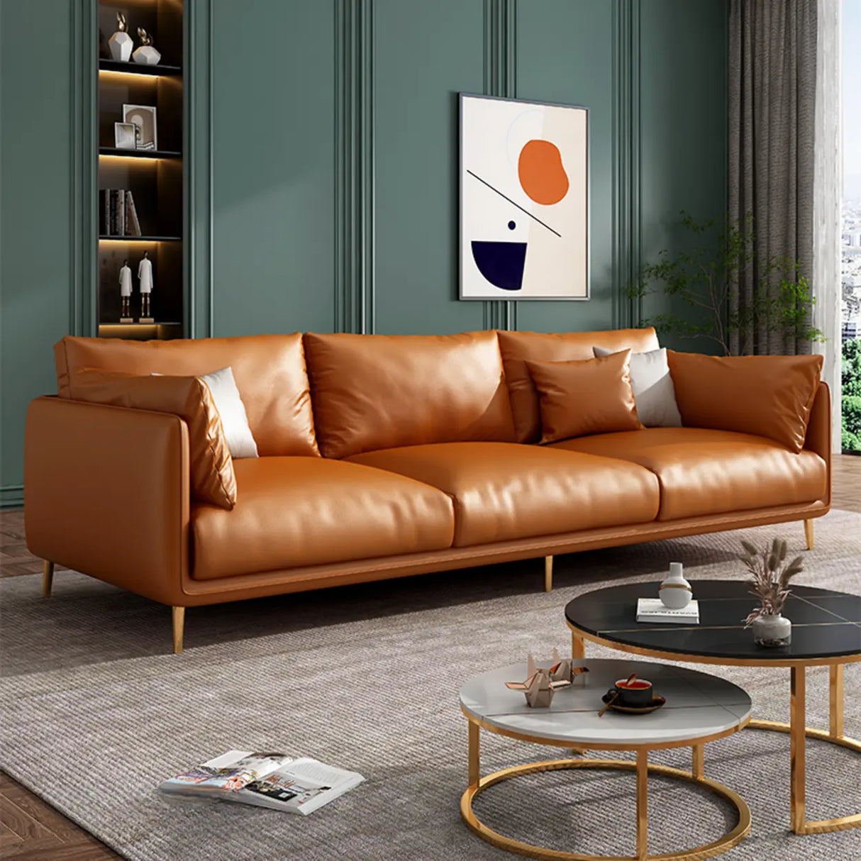 Glam Stain Resistant Pillow Back Square Arm Sofa Image - 13