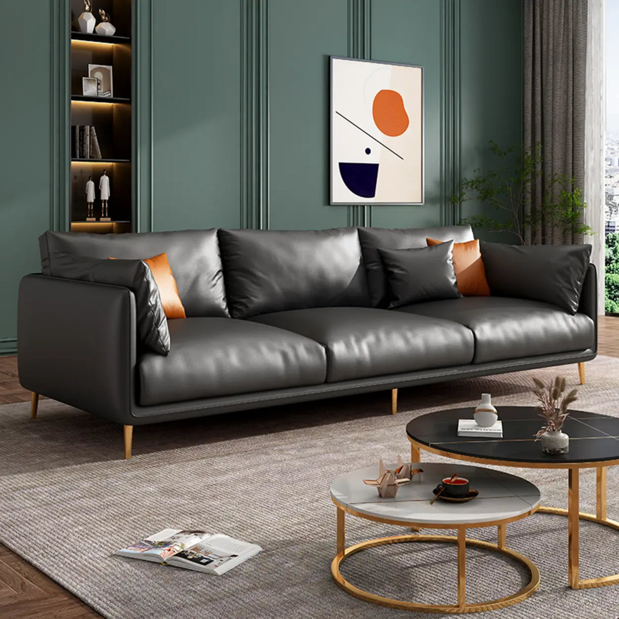 Glam Stain Resistant Pillow Back Square Arm Sofa Image - 15