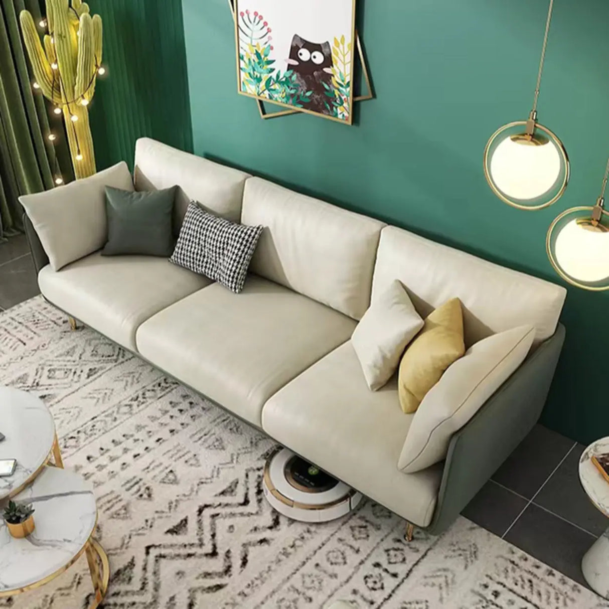 Glam Stain Resistant Pillow Back Square Arm Sofa Image - 6