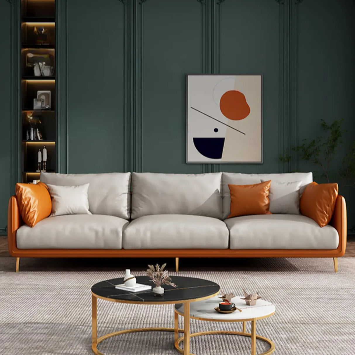 Glam Stain Resistant Pillow Back Square Arm Sofa Image - 8