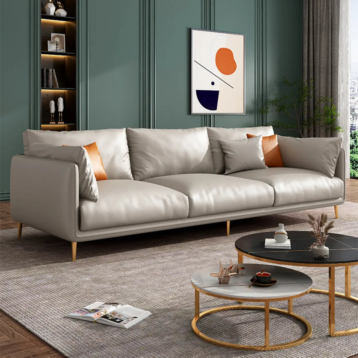 Glam Stain Resistant Pillow Back Square Arm Sofa Image - 9