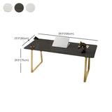 Glam Stone Rectangular Metal Gold Sled Writing Desk #size