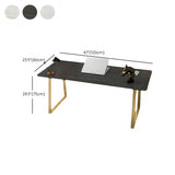 Glam Stone Rectangular Metal Gold Sled Writing Desk Image - 11