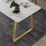 Glam Stone Rectangular Metal Gold Sled Writing Desk Image - 8