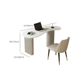 Glam Textured White Stone Free Form Drawer Writing Desk Image - 18
