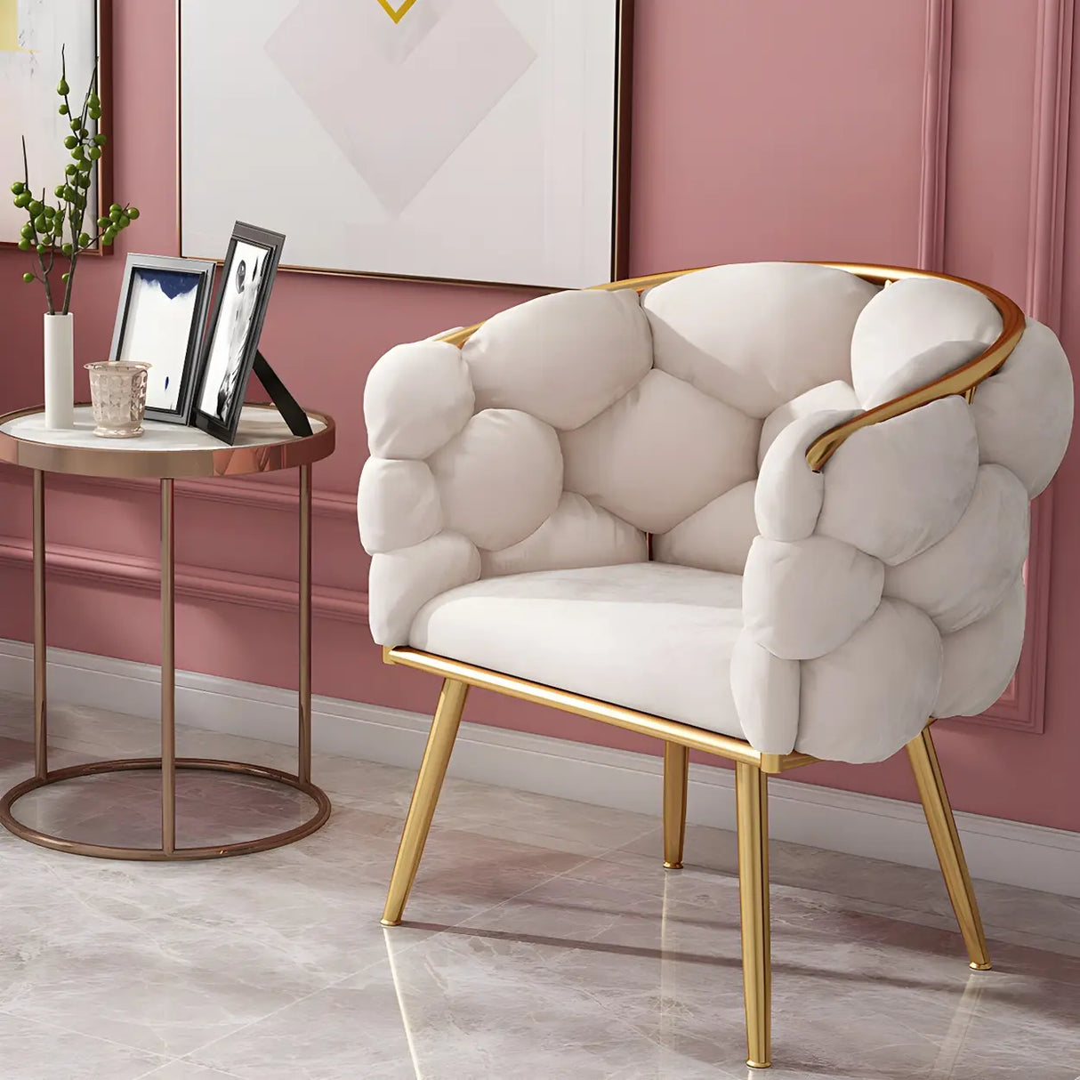 Glam Velour Velvet Low Solid Back Dining Side Chair Image - 10