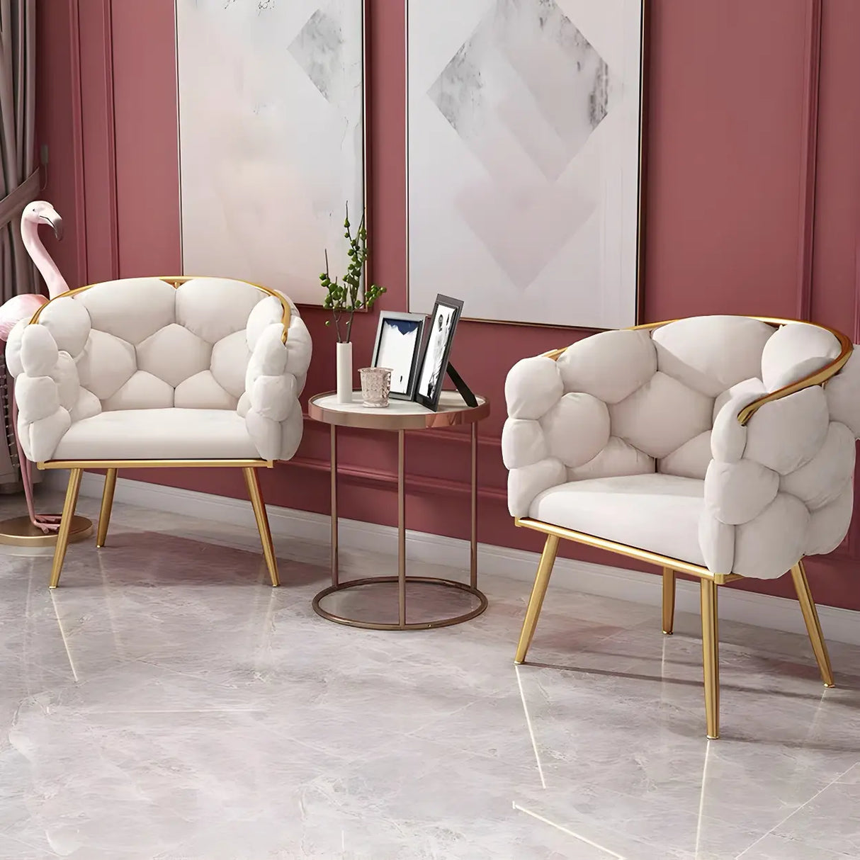 Glam Velour Velvet Low Solid Back Dining Side Chair Image - 1