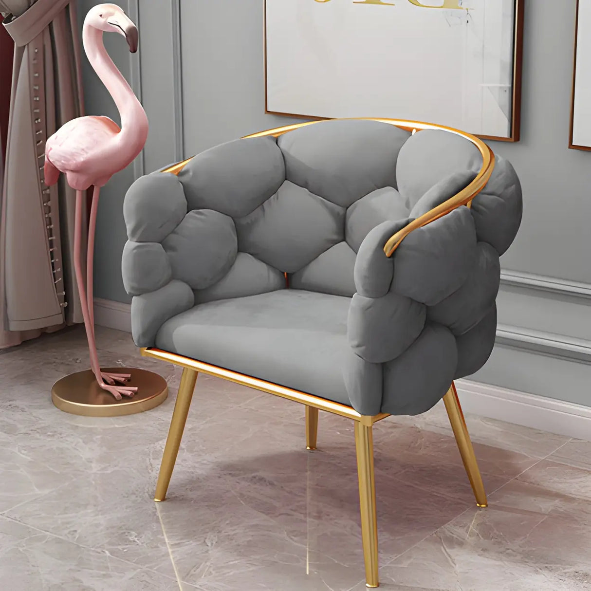 Glam Velour Velvet Low Solid Back Dining Side Chair Image - 2