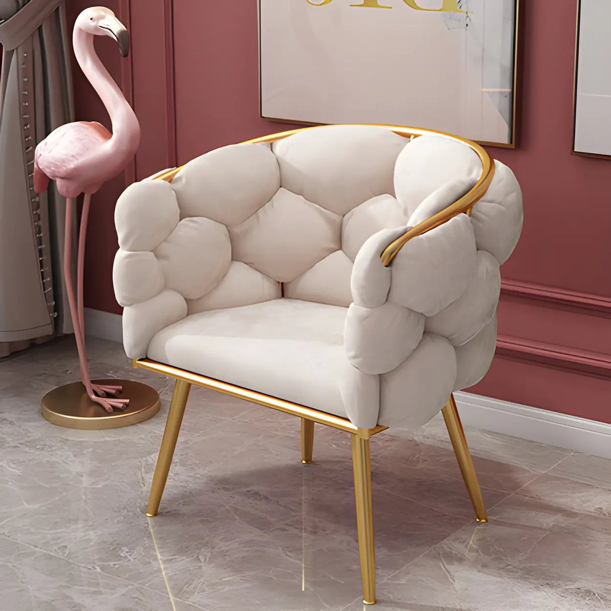 Glam Velour Velvet Low Solid Back Dining Side Chair Image - 9